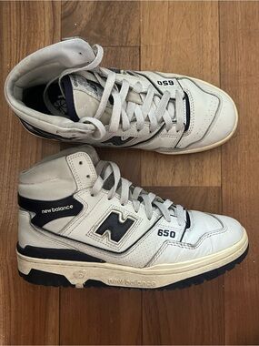 New Balance 650 Men’s White & Navy High-Top Sneakers